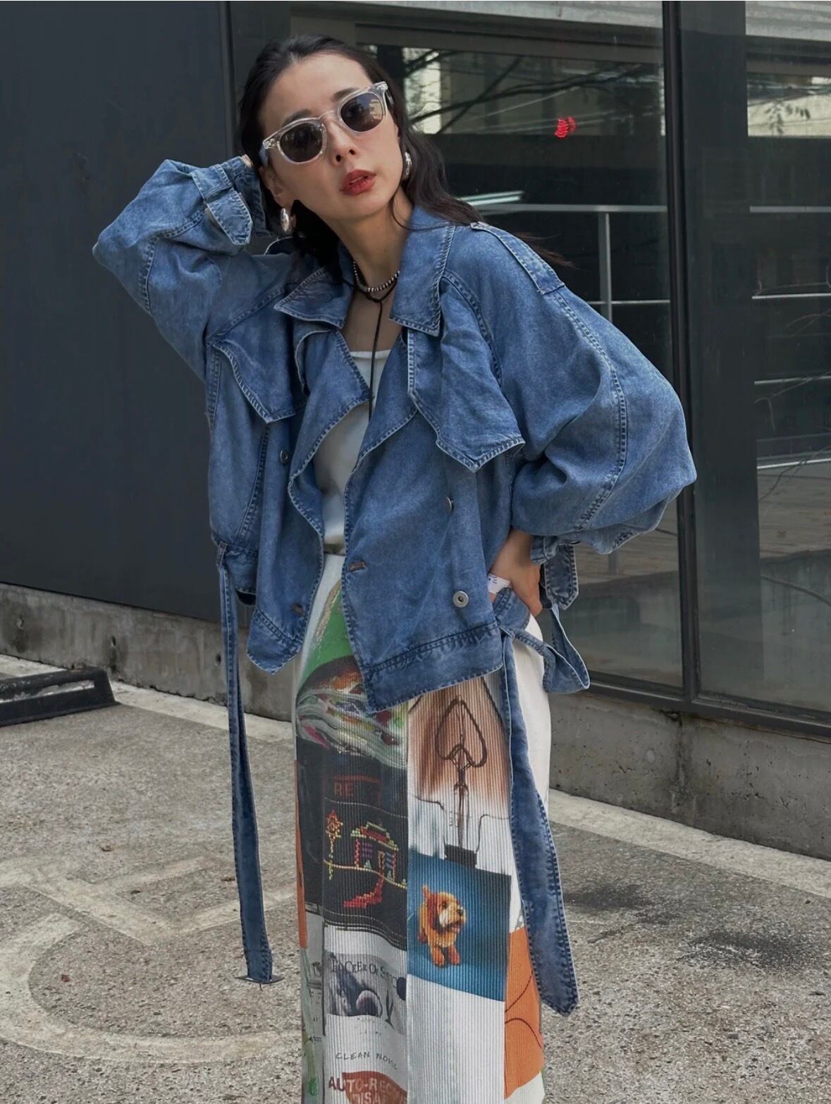 AMERI完売新作✨TENCEL DENIM SHORT TRENCH COAT AMERI】TENCEL DENIM SHORT TRENCH COAT (0126107410450) | CLOAK&CO