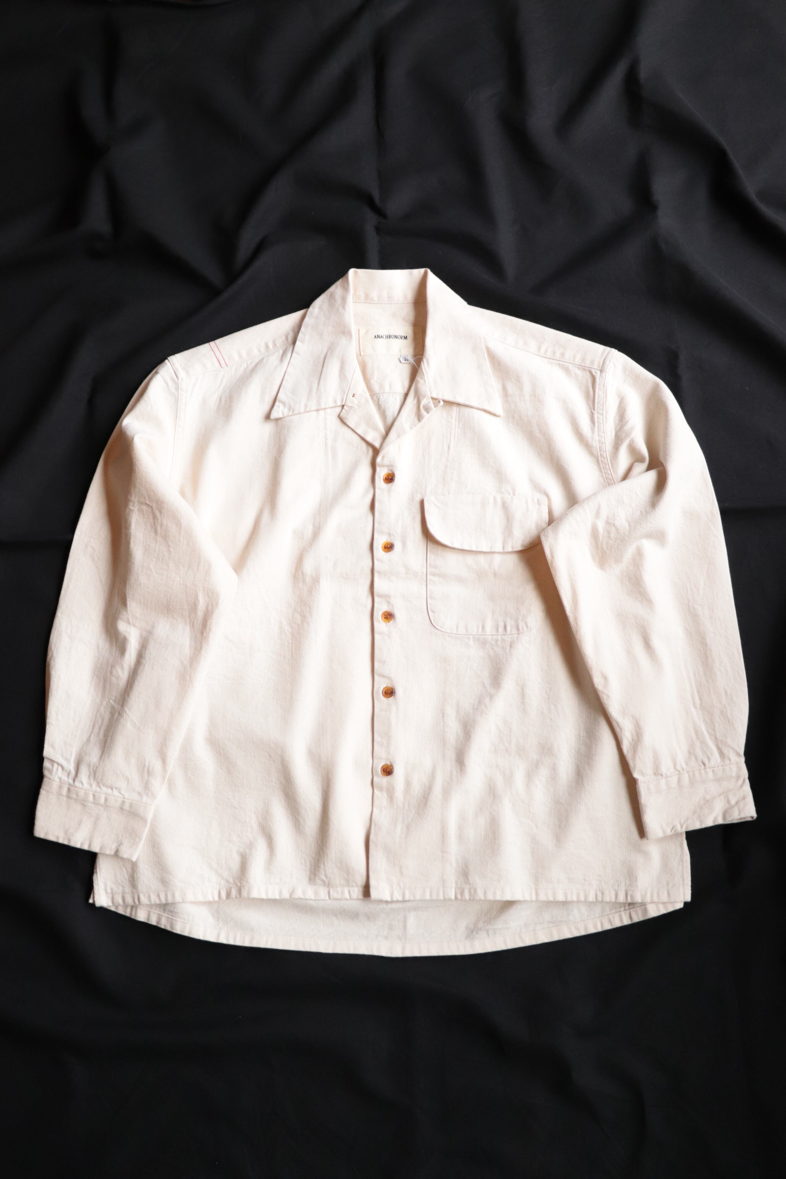 ANACHRONORM/アナクロノーム DENIM TUCK OPEN COLLAR SHIRT NATURAL