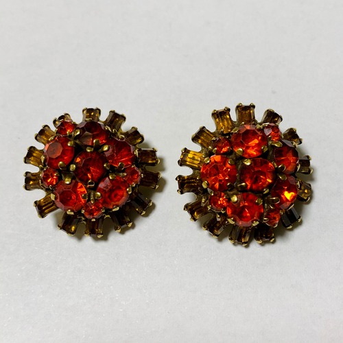 WEISS Vintage Orange & Yellow Bijoux Earrings