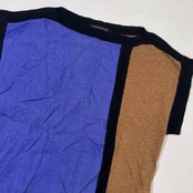 リネン混 伊太利屋 イタリヤ フレンチスリーブ シャツ カットソー ブラウス 7A2/マルチ レディース