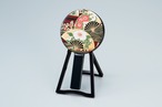 36-0810 台付合せ鏡 黒 舞扇  Two Mirrors Set w Stand Colorful Floral Motif