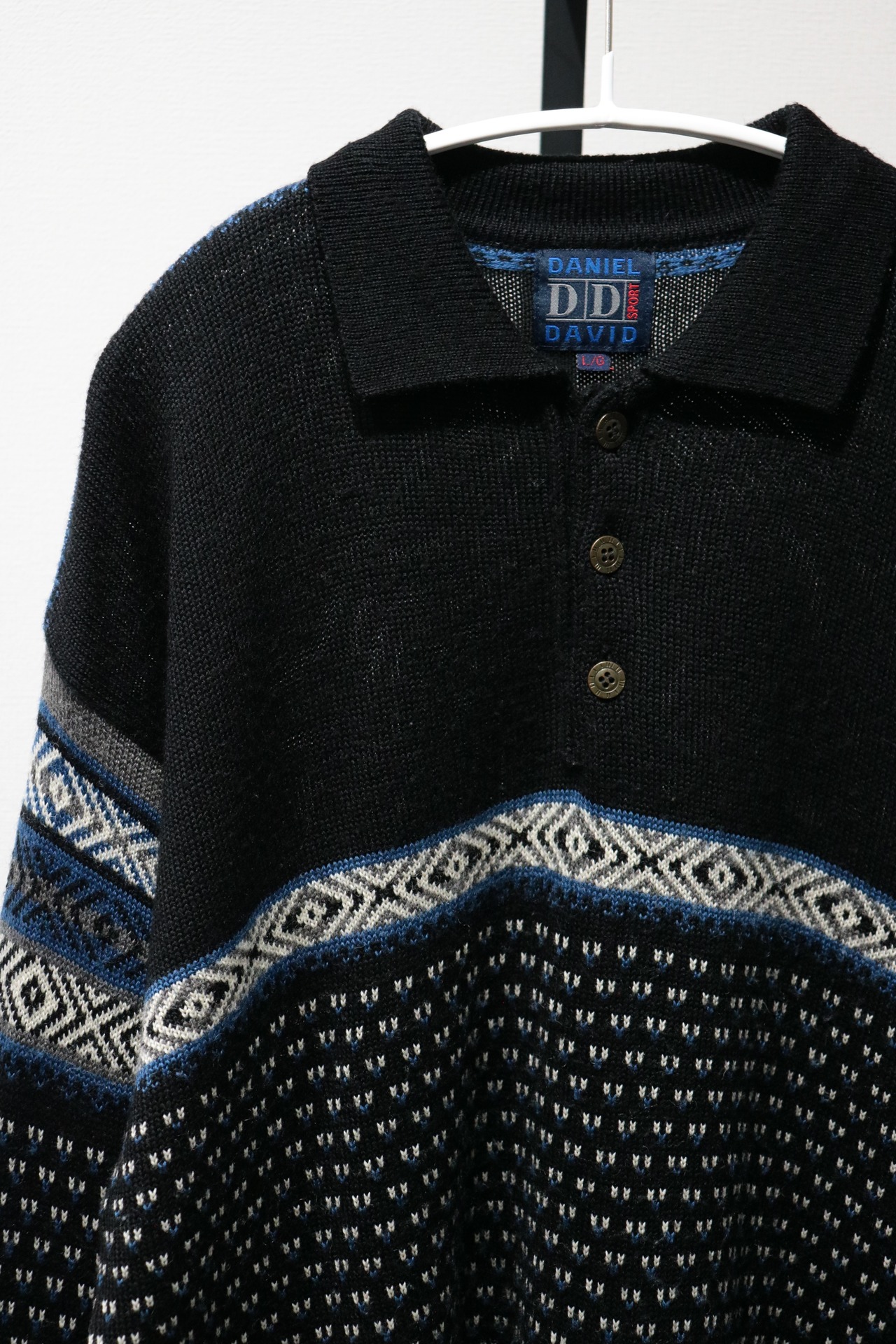 Daniel David nordic pattern polo knit sweater