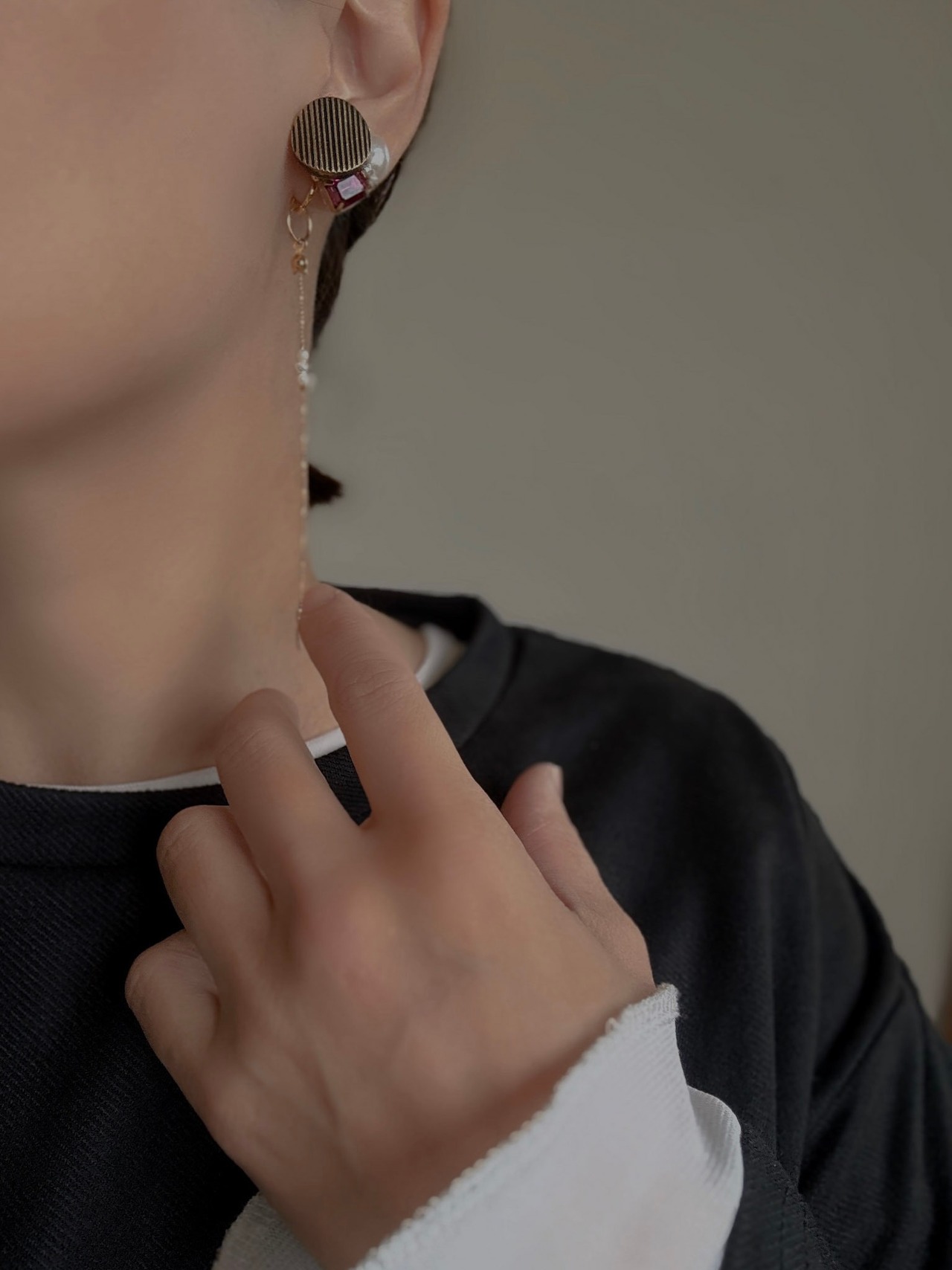 ミニスワッグ付き・ホリデージュエリー3点セット｜イヤーアクセ＆リング2点｜No.5