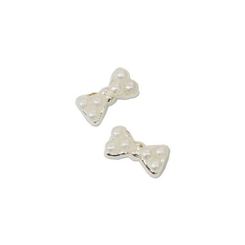 ネイルジュエリー パールリボンS 2個 可愛さMAX 　約7mm×4mm　MP0061