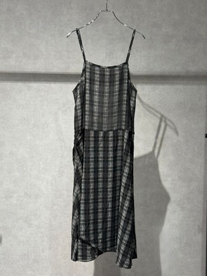 sheer check camisole one-piece