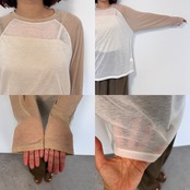 シアーラグランルーズロンTee/ベージュ×ホワイト