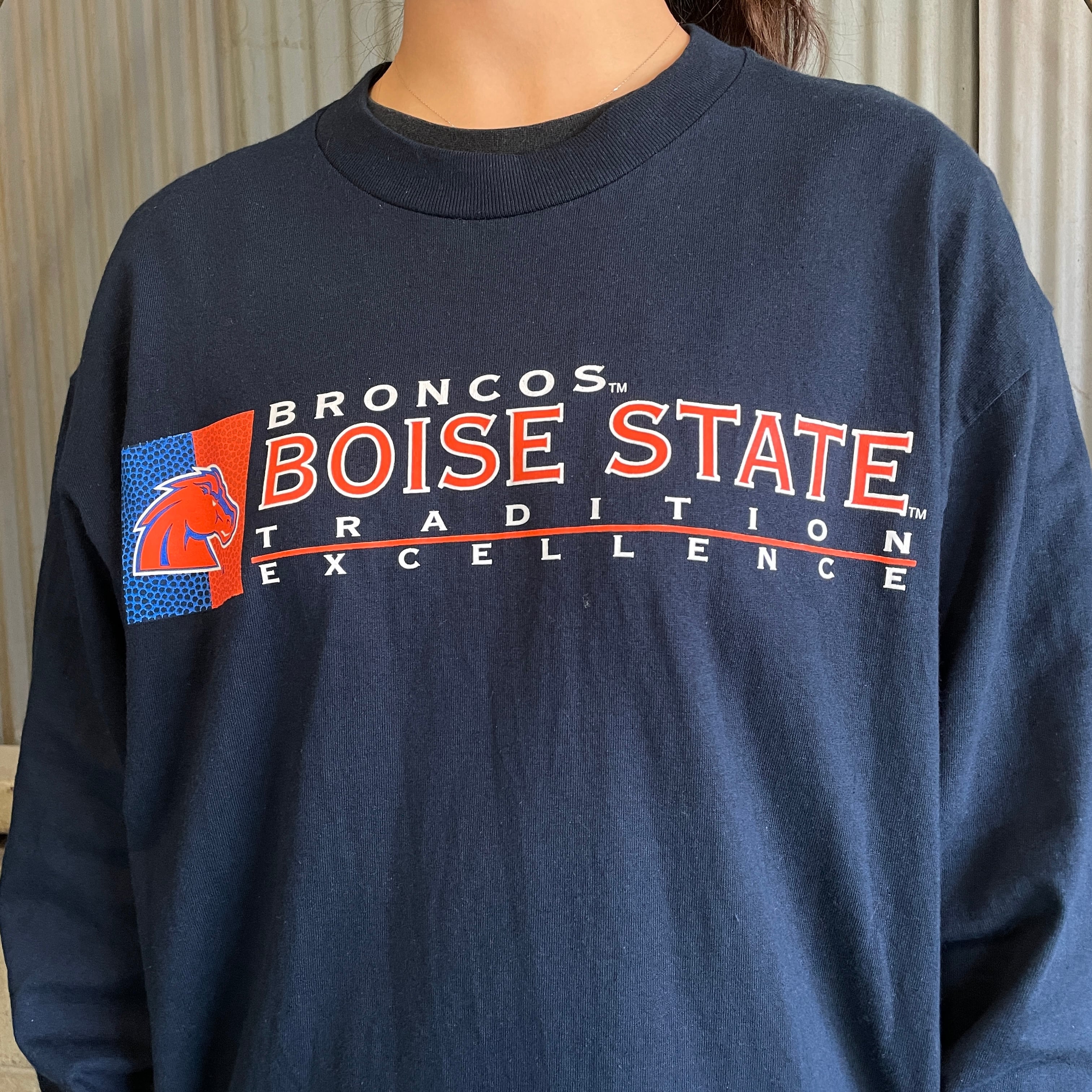 NFL デンバー・ブロンコス チームロゴプリント ロングTシャツ メンズM 古着 Denver Broncos 長袖 ロンT ネイビー 紺色【ロングTシャツ】【3anniv】【CS2312