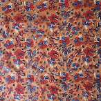 ブロックプリント生地【50cm単位】インド綿 花柄 ブラウン×赤×青 #37710-RD1