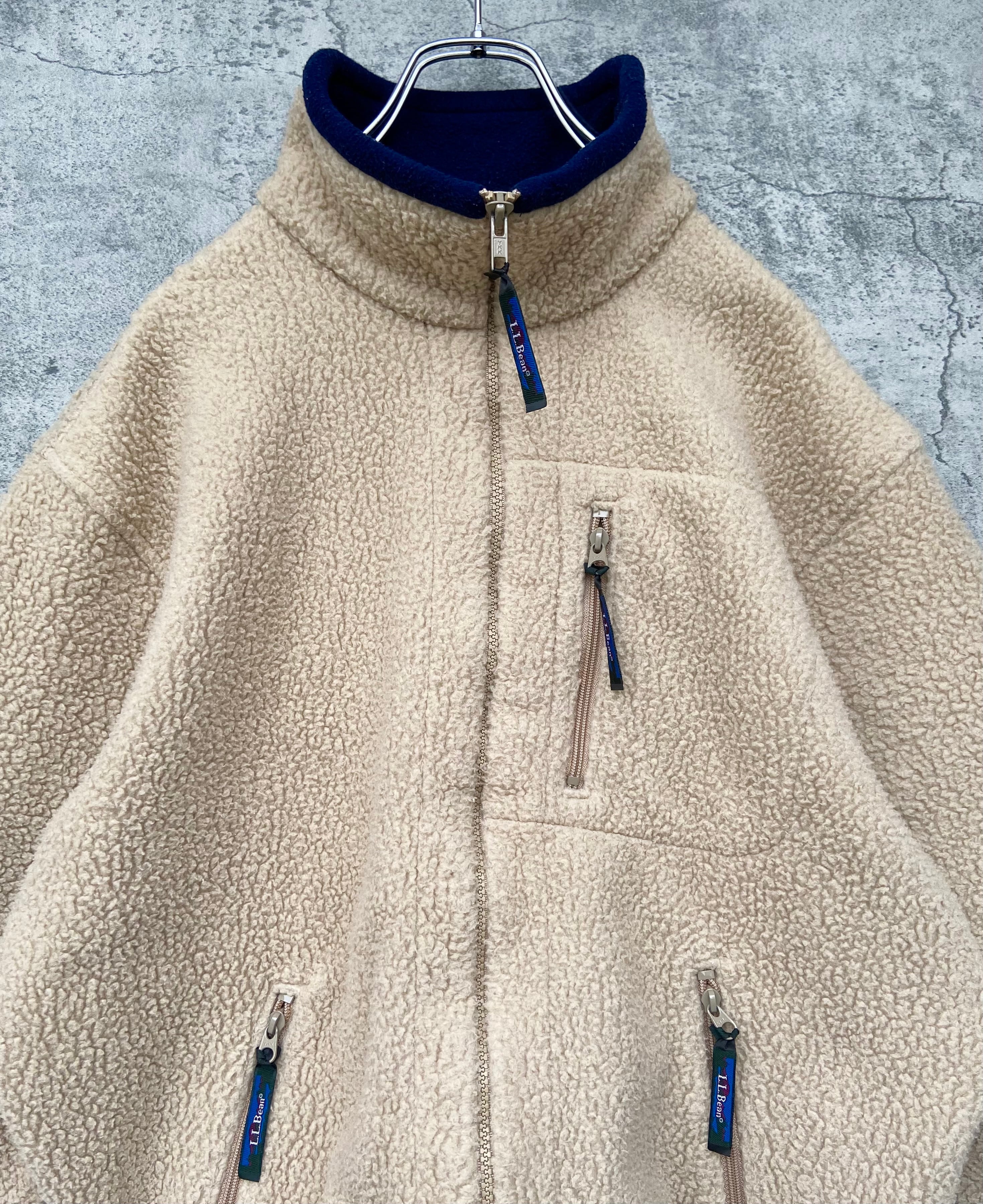 90s  L.L.Bean エルエルビーン ベージュ ボアフリース フルジップ