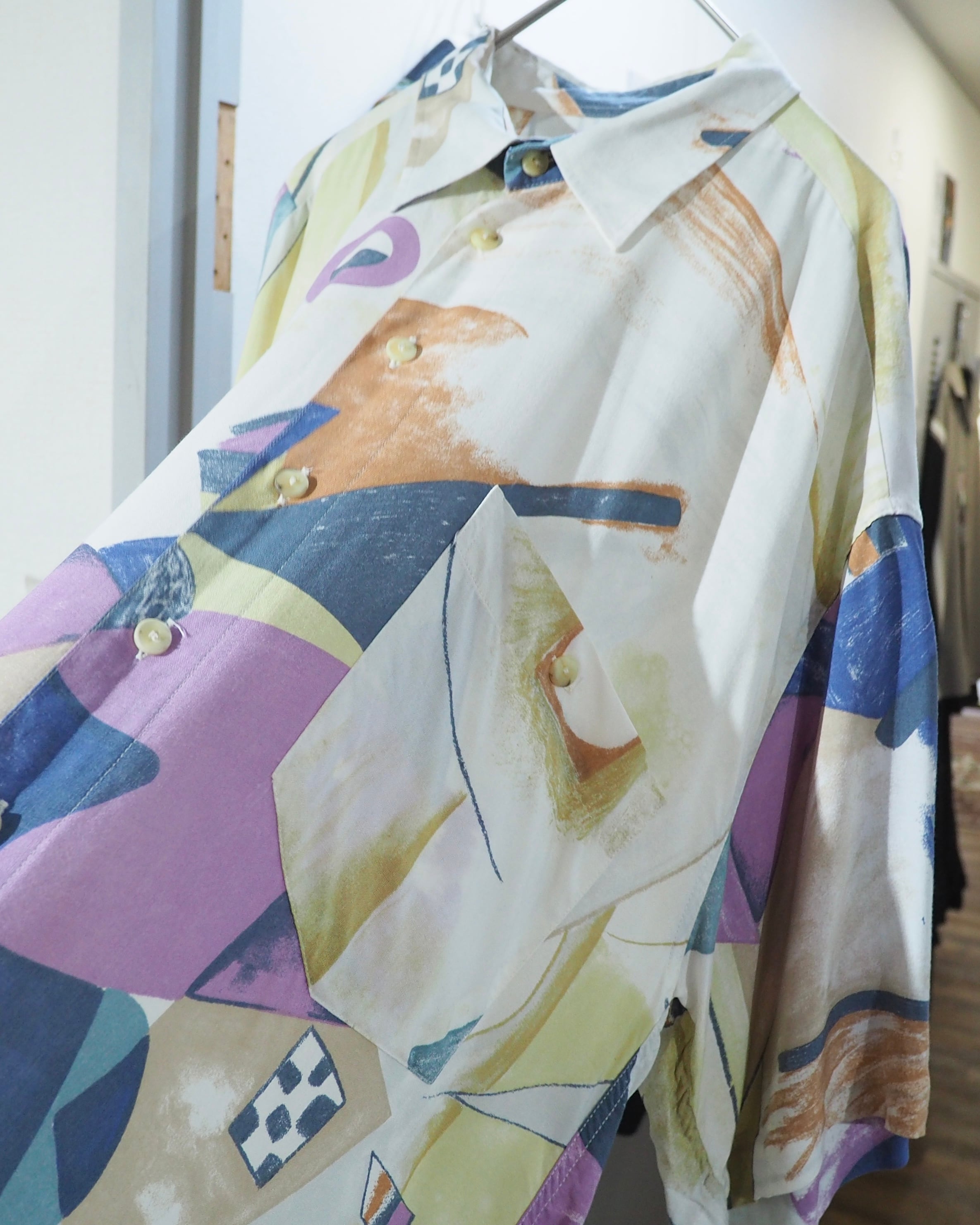 1990s Colorful Abstract art printed vintage loose SS shirt