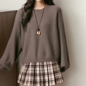 ボリューム袖リブニットトップス ・10111 ボリューム袖リブニットトップス ・10111