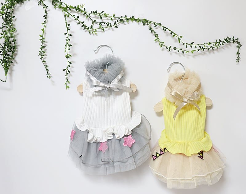 【SALE】ポンポンチュールワンピース S ~ XL 2color  /  犬服 犬の服 犬 ワンピース ドッグウェア 小型犬 中型犬