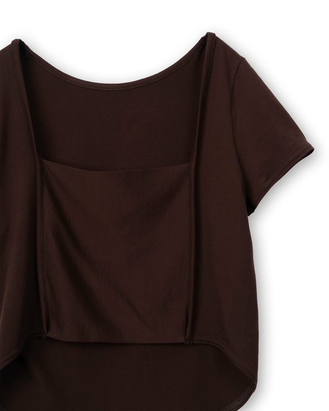 TAN/26SS-18 BANDEAU FRONT-BACK SMOOTH JERSEY TEE/ BROWN