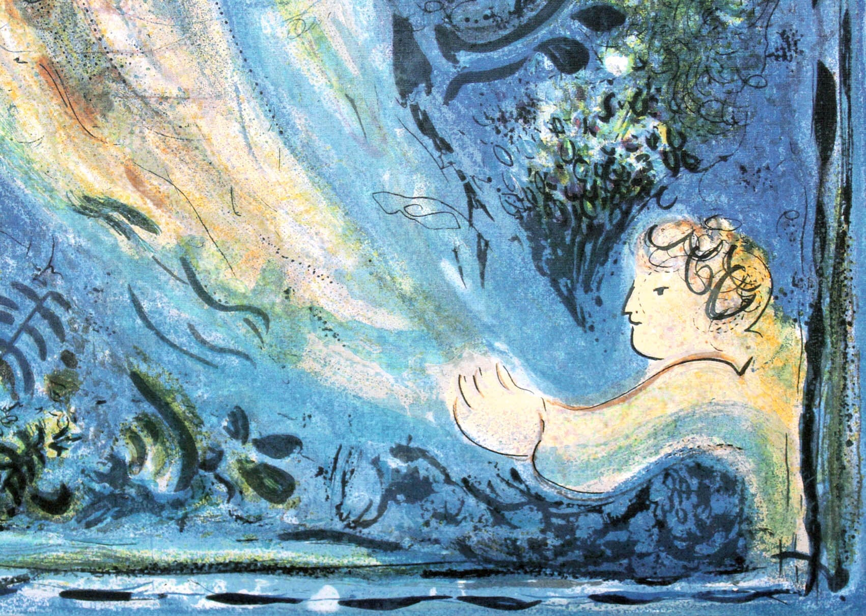 シャガール、GRAND BOUQUET、希少画集画、新品高級額、額装付 シャガール、GRAND BOUQUET、希少画集画、新品高級額、額装付