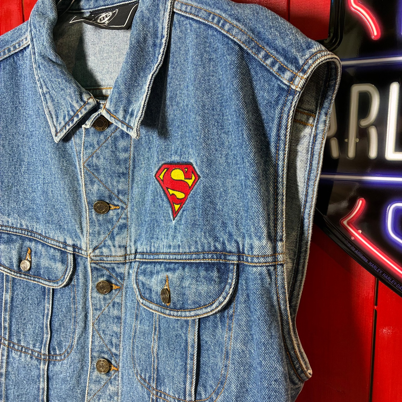 DC コミックス スーパーマン 刺繍 デニムベスト