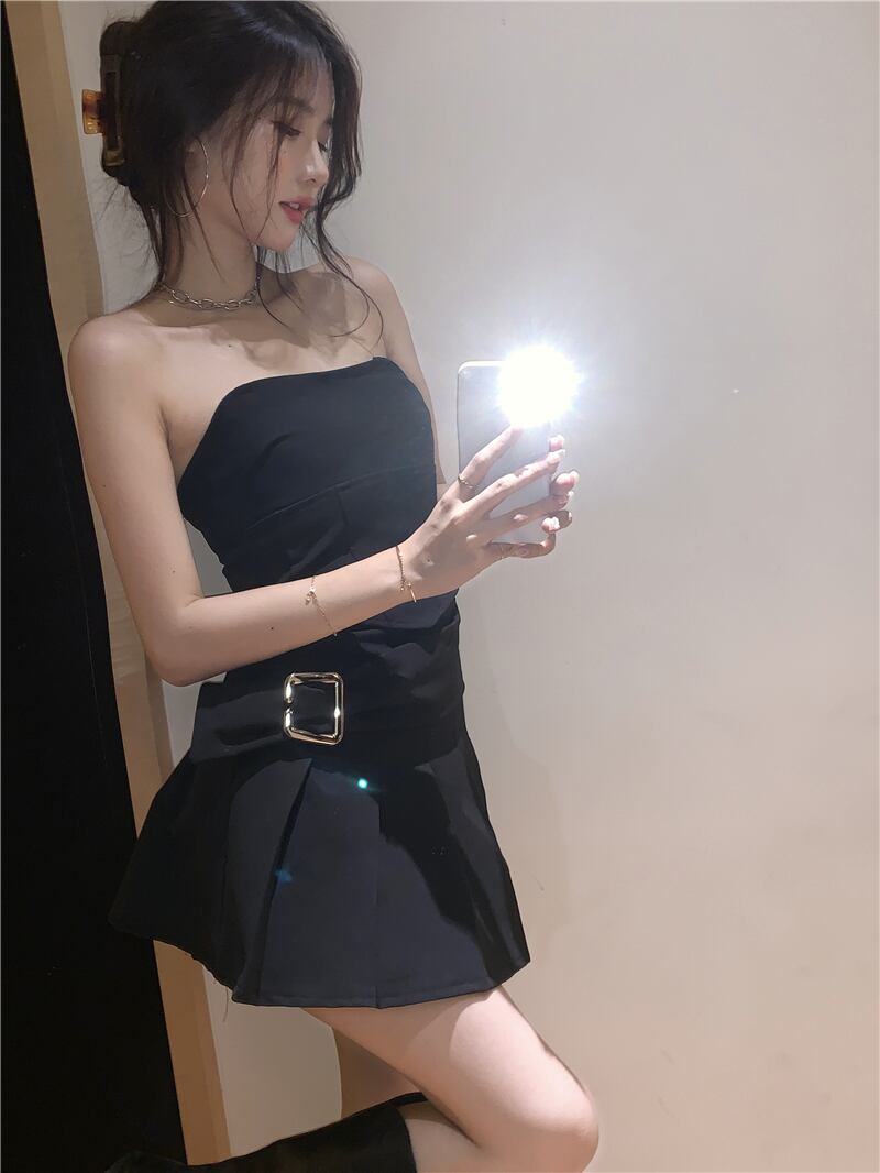 トップス プリーツスカート セット サマースタイル ストリート 夏物 ブラックストロベリース21010415639