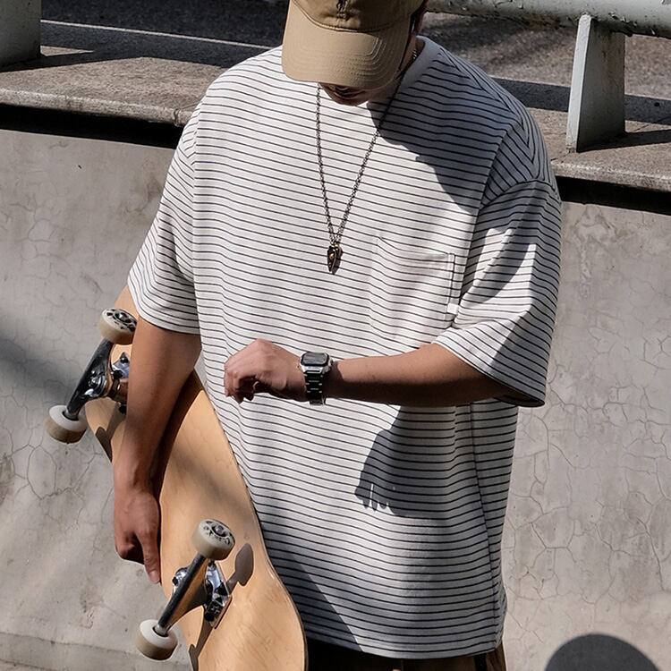 ★STRIPED HEAVY COTTON T-SHIRT　　22066