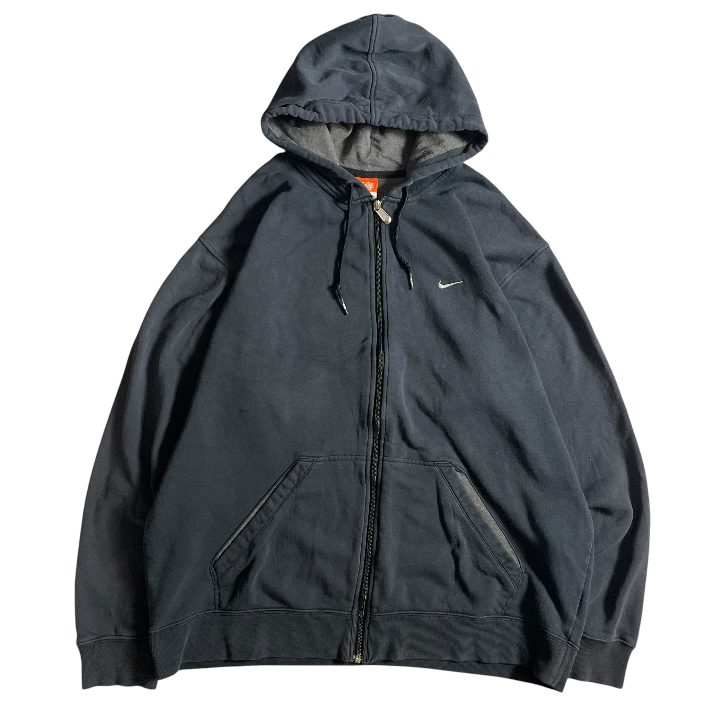 00s NIKE ジップパーカー ワンポイントロゴ刺繍 ブラック y2k