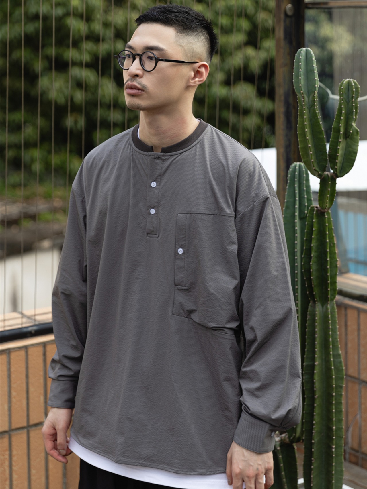 BackbonesEven Urban Texture Henley Shirt （アーバン テクスチャー ヘンリーシャツ）