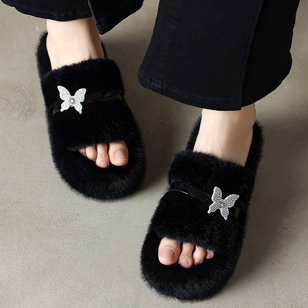ファー サンダル レディース 秋冬 防寒 保温 韓国 厚底 スリッパ ふわふわ もこもこ おしゃれ 大人 かわいい フラット 暖かい 大人可愛い 大人女子