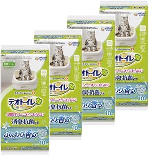 【在庫処分】【まとめ買い】 デ オトイレ ふんわり香る消臭・抗菌シート ナチュラルガーデンの香り10枚×4個セット ユニ・チャーム オリジナルポケットティッシュ付き まとめ買い4個セット