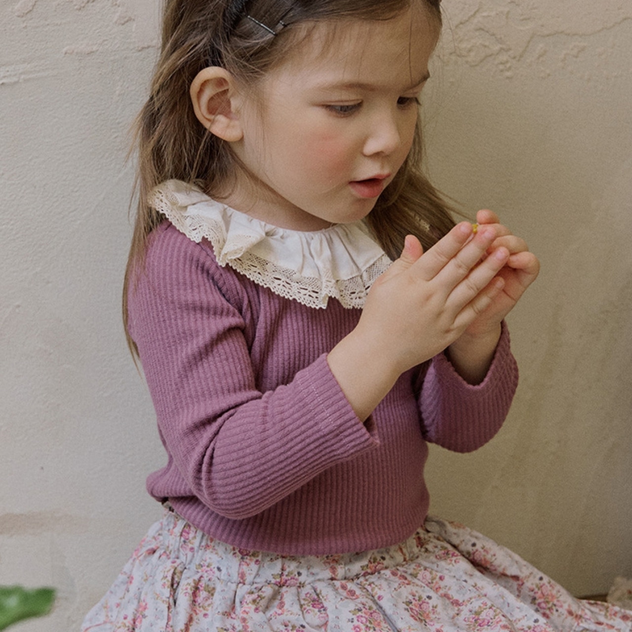 春レースフリルリブTシャツ3色