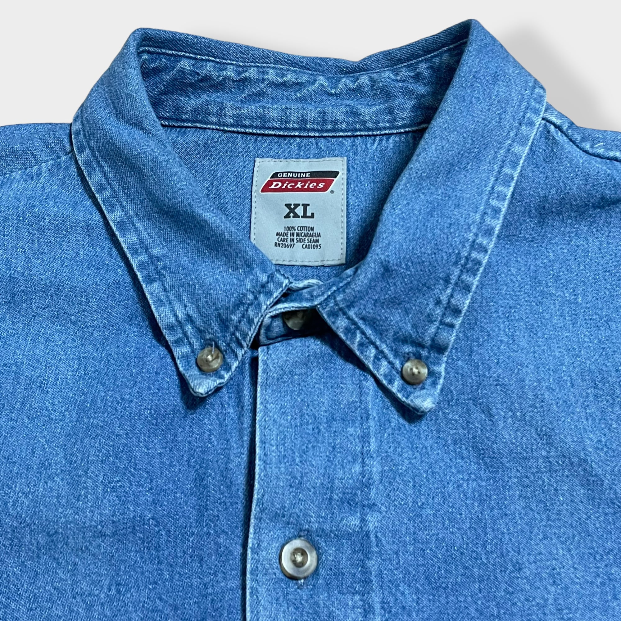 リー ワッペン ロゴ デニム シャツ USA 90s 長袖 ブルー L 青