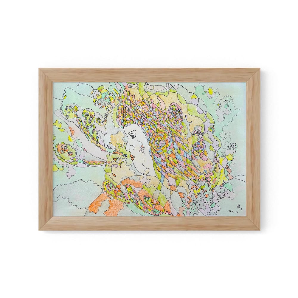 雨上がりの恵み ピアノ 原画 絵 絵画 イラスト 色鉛筆 水彩 創作