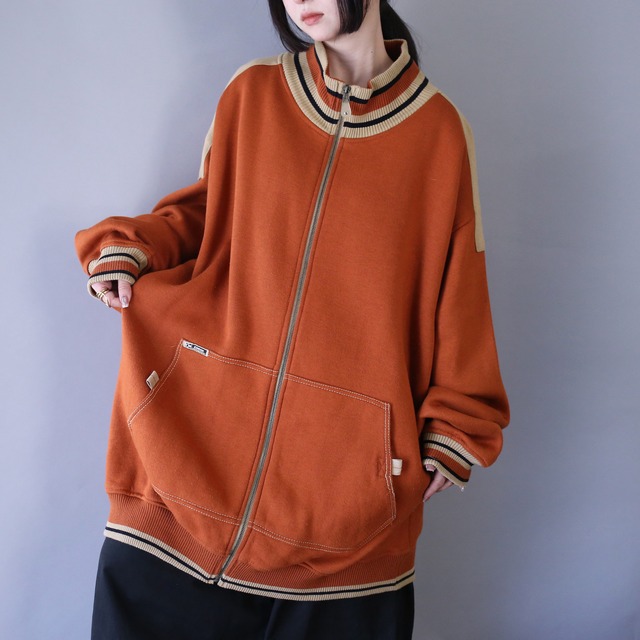XXXL super over silhouette sweat fabric high-neck jacket
