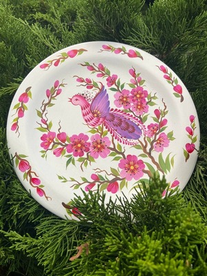 ペトリキウカ塗りのプレート 桜（ティモシェンコ作）25cm