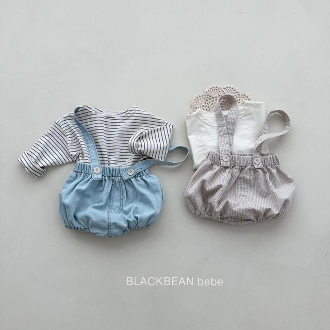 【BLACK BEAN】チュロスサロペットSET ベージュ 60〜80cm【240205bl】 - 6