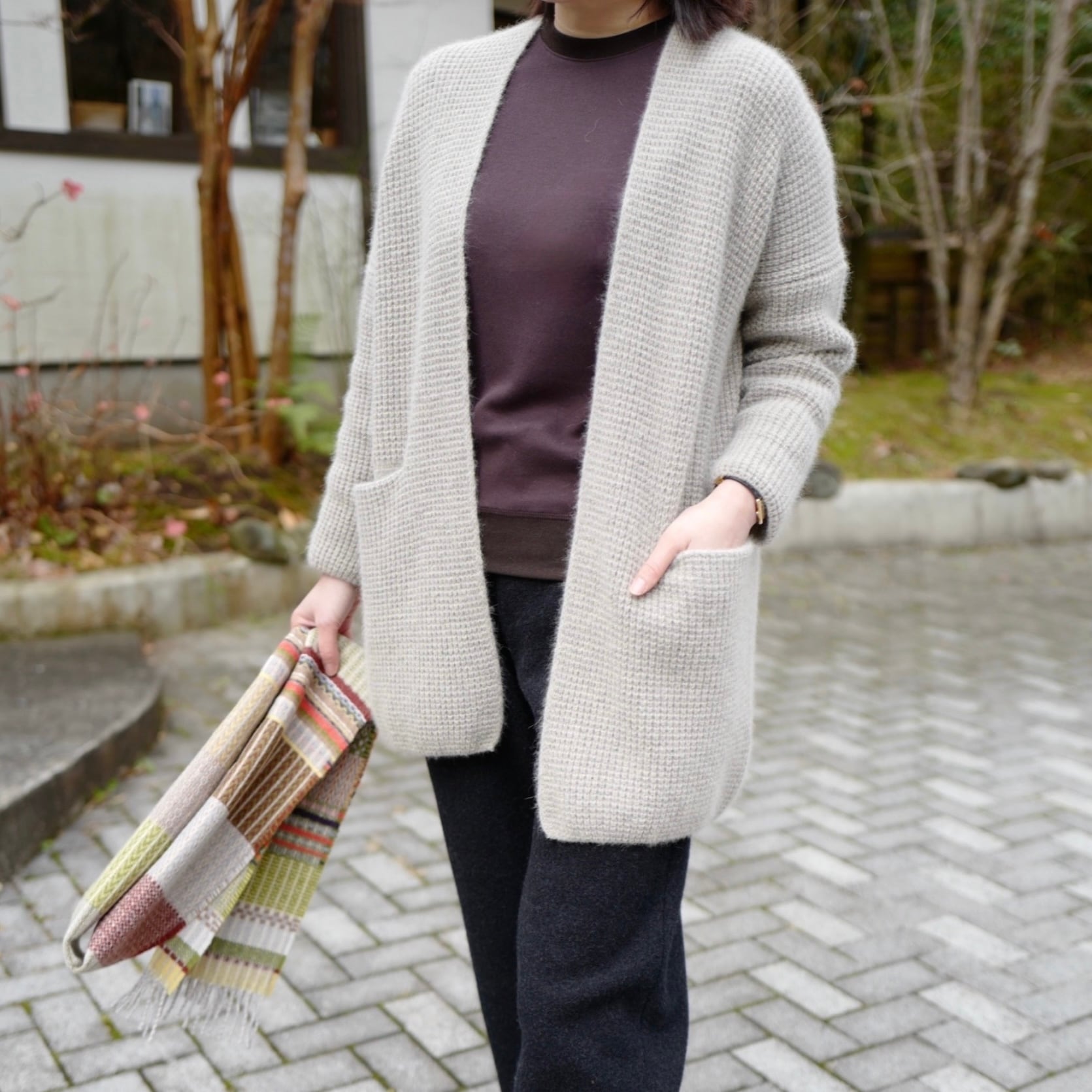 evam eva |wool fox short robe