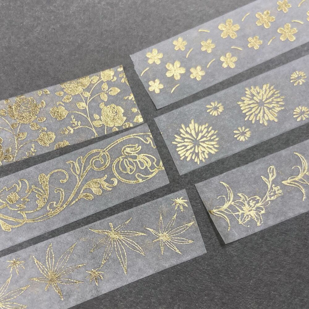 マスキングテープ】15mm×2m 12個入 ゴールド ボタニカル ハーバル バラ