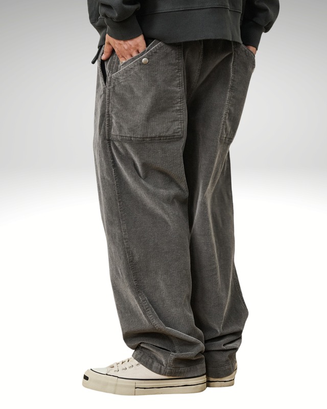 Belted Corduroy Wide Tapered Pants 　x00847