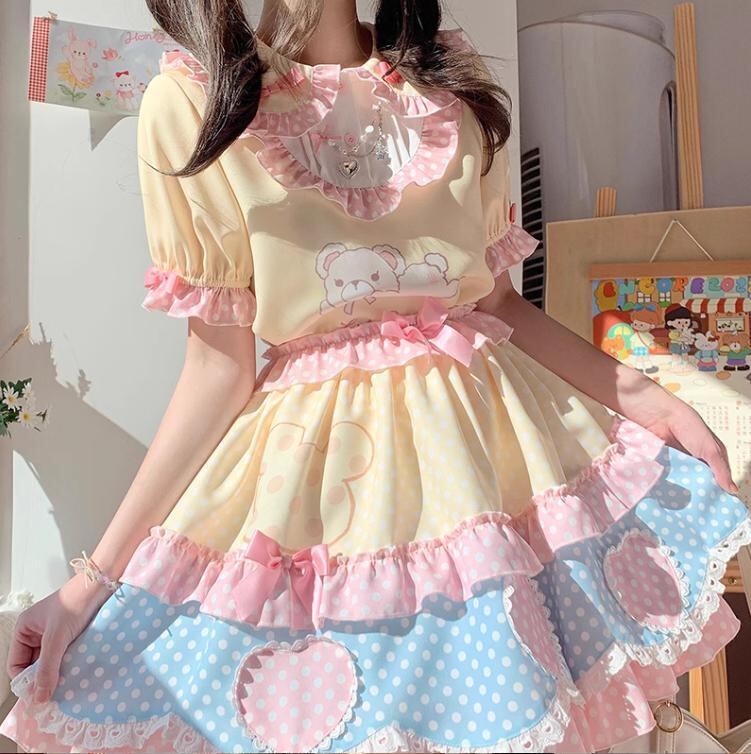 ゆめかわ♡クマさんトップス&ハートスカートセット set22 ゆめかわ♡クマさんトップス&ハートスカートセット set22