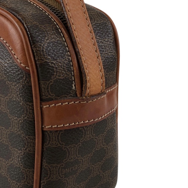 CELINE セリーヌ マカダム ショルダーバッグ ブラウン ブラゾン型押し PVC レザー vintage ヴィンテージ オールド v2cvc8