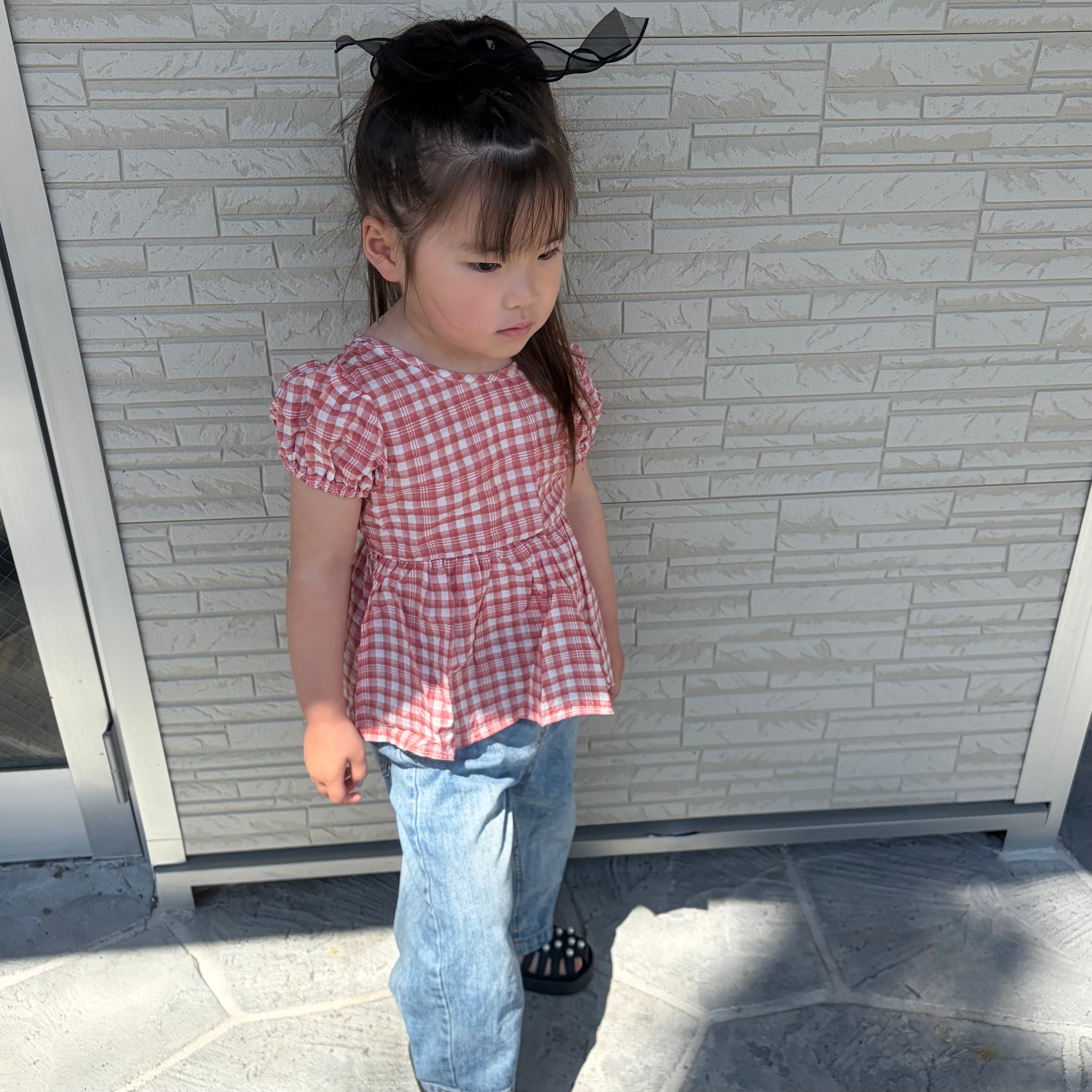 check peplum blouse