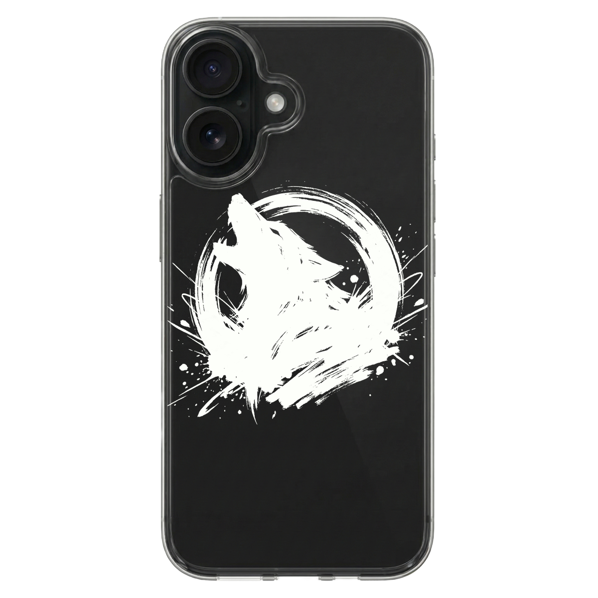 iPhone対応 スマホ ハードケース クリア シルエット 狼 ホワイト ウルフ WOLF ワイルド ワンポイント Sumi-e Silhouette Art シースルー 【iPhone17 / iPhone16e / AQUOS / Xperia 他 iPhone / Android ほぼ全機種対応】 |iajpwf1w