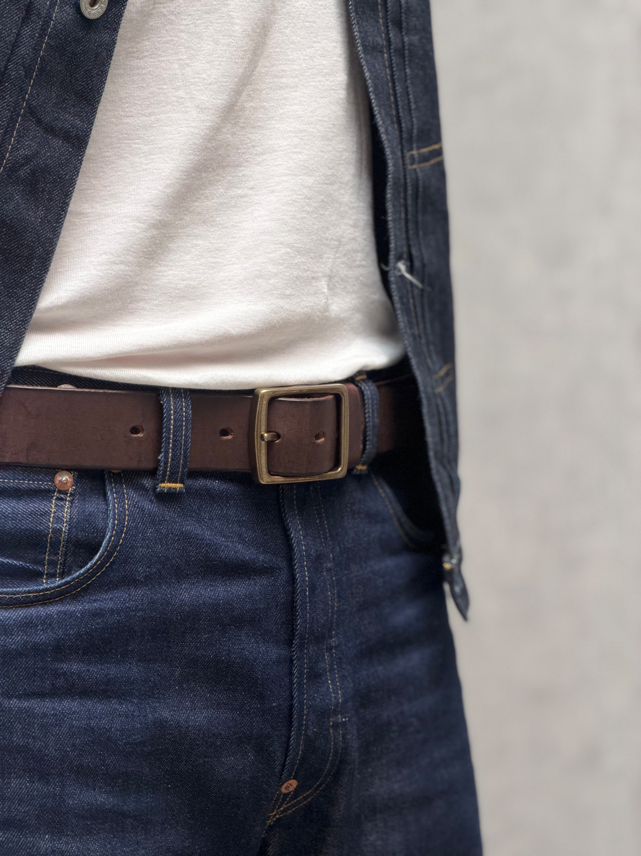 Vintage Brass Leather Belt