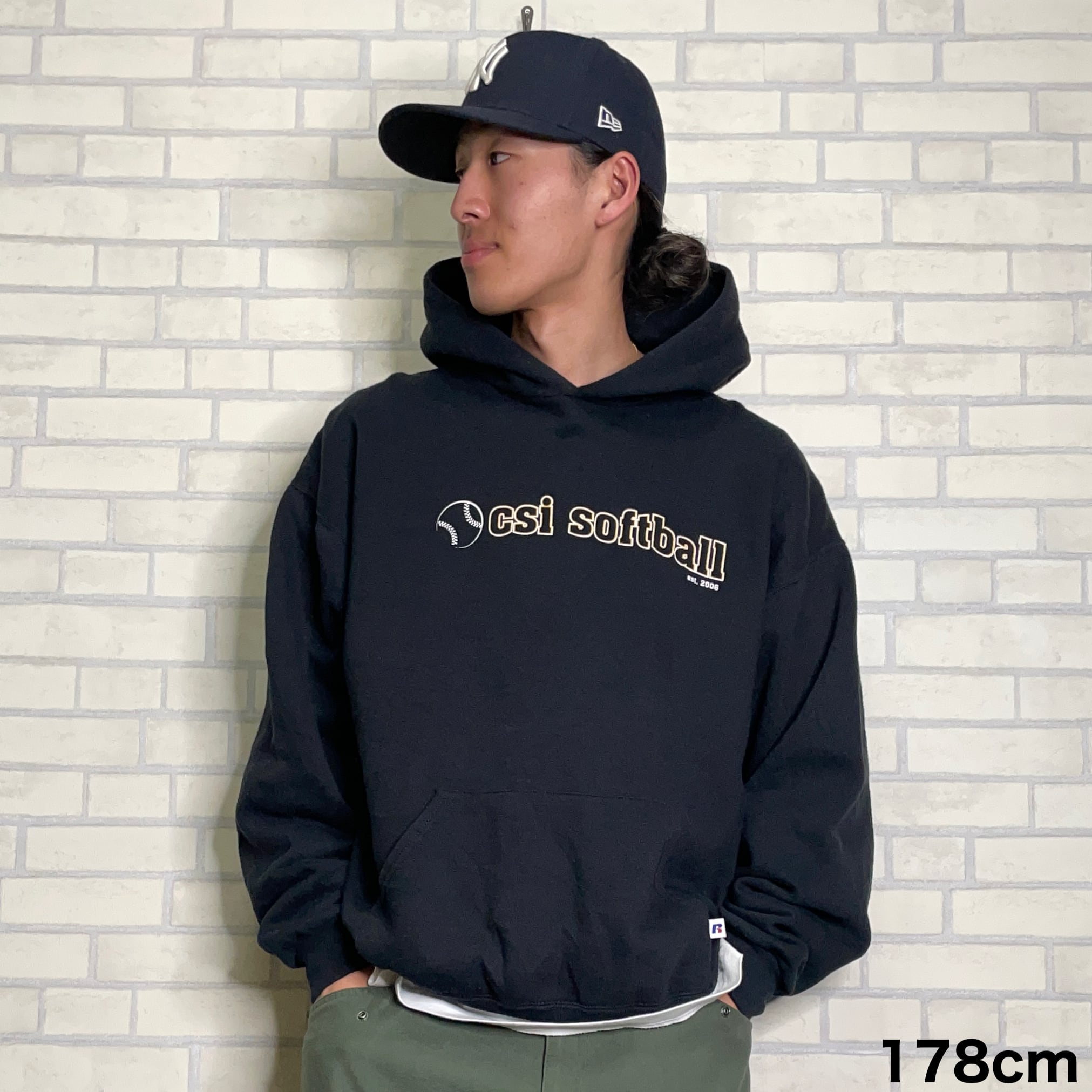 RUSSELL パーカー XL ブラック 厚手 ヘビーコットン ワンポイント 