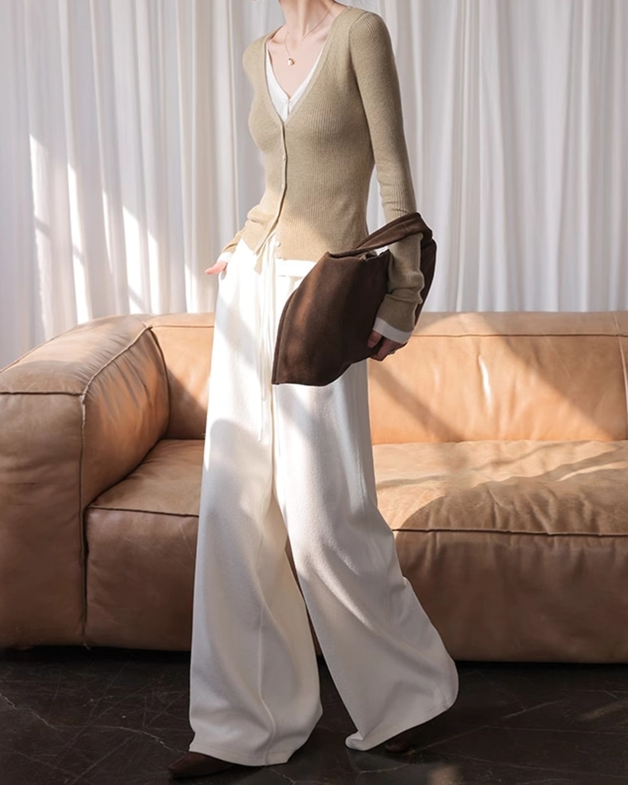 Knit wide easy Pants T20296