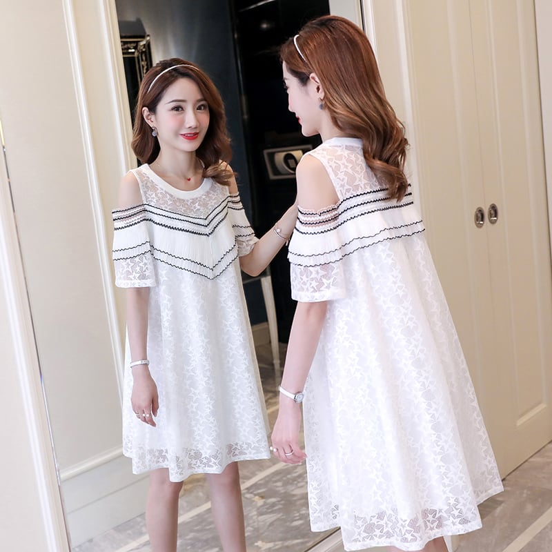 【新作】【送料無料】 夏の妊娠中のドレスマタニティ服甘い半袖レースマタニティドレス妊娠中の服妊娠中の女性 ショート ハーフスリーブ 大人ガーリー スウィート キュート カジュアル サマー 夏物 AL expec395885686146