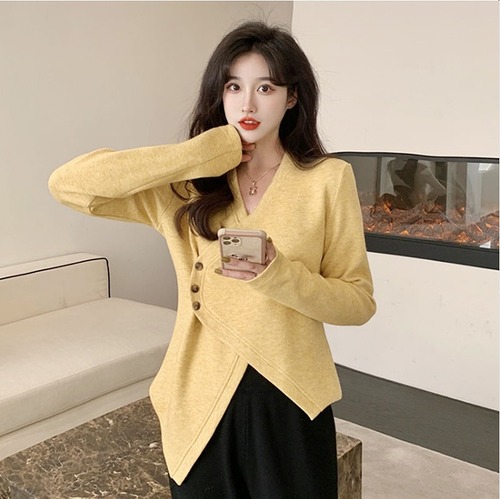 【大きいサイズM-4XL】【秋冬新作】ファッショントップス♪イエロー/ブラック2色展開◆#sebmss-241817