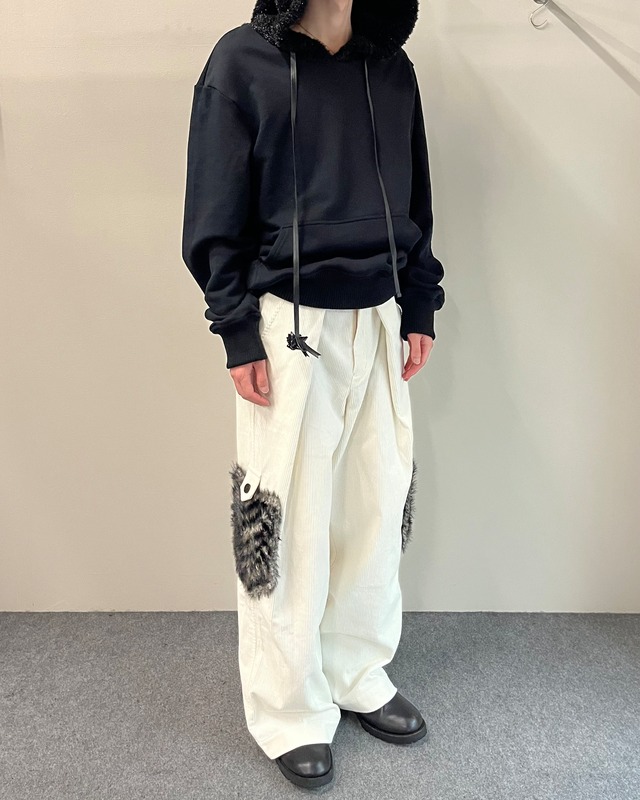 【26/AW Oscar Ouyang】Black/Black knit sparkly sleeping hat hoodie