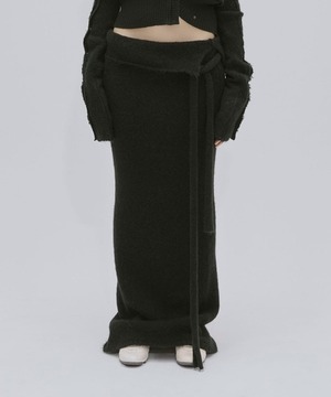 【24AW】MUKCYEN ムッシャン / mohair belted long skirt / モヘアスカート