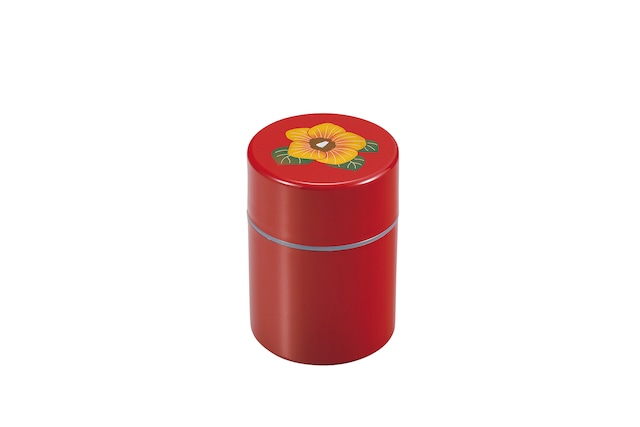 36-4203 茶筒 べっ甲 武蔵野 Luxury Tea Canister Vermilion Hibiscus