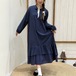 3色/ハーフボタンフリルロングワンピ ・12642