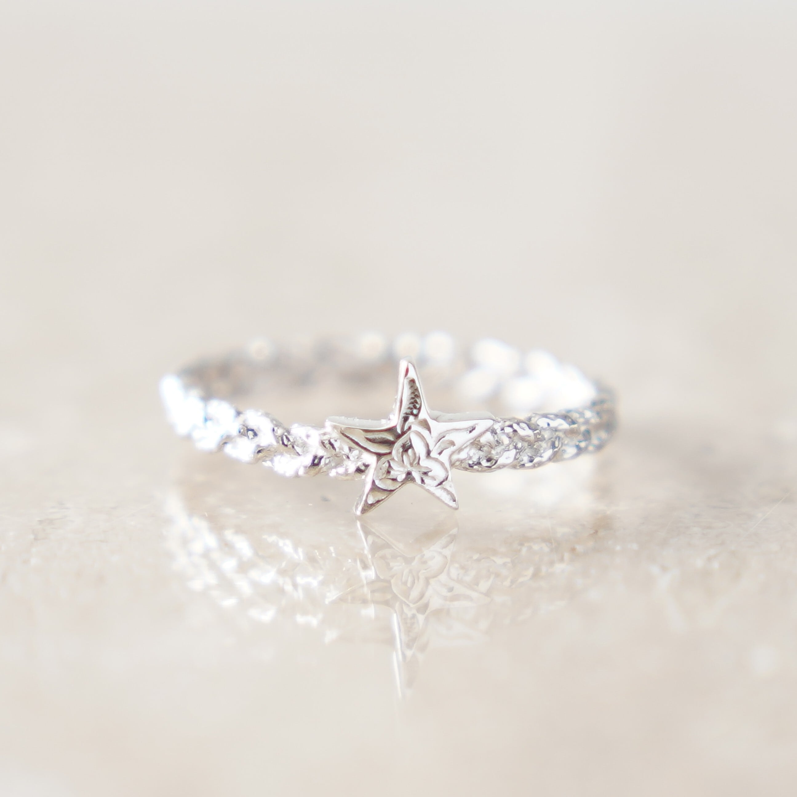 スター 編み込みハワイアンリング ≪送料無料≫ 星 ハワイアンジュエリー
