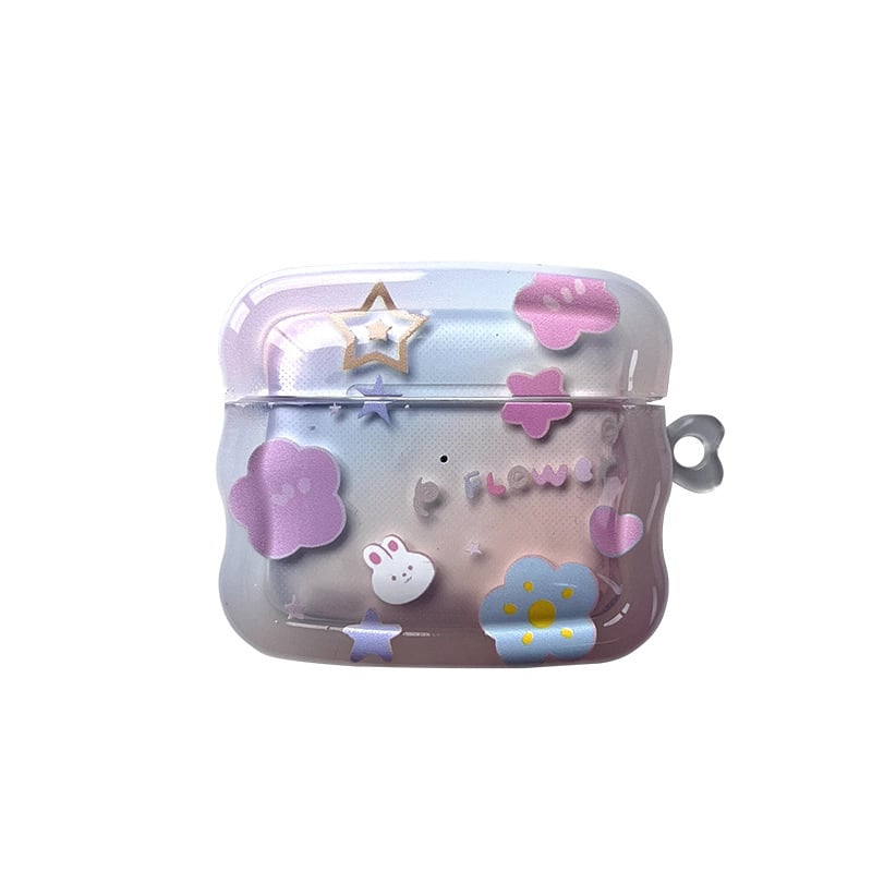 Airpodsケース】かわちい◎透明ケース うさぎ お花 星柄 カラフル