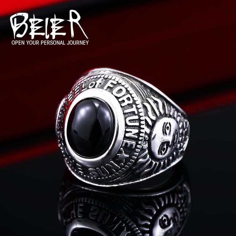 送料無料】 メンズ リング 指輪 ステンレス クール 黒 ブラック 石